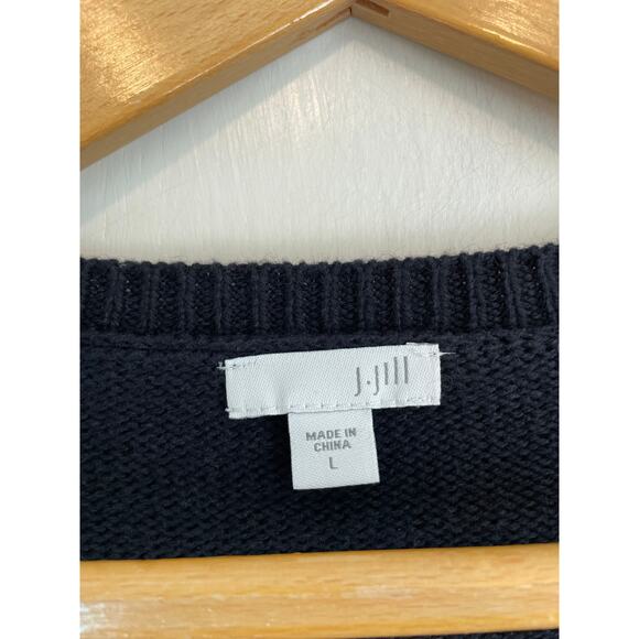 J.Jill black scottie dog sweater v-neck red yak hair wool pullover Size L - Picture 5 of 7